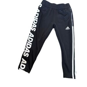 Kids Adidas Black Track Pants Size 5 Logo Stripe Athletic Joggers